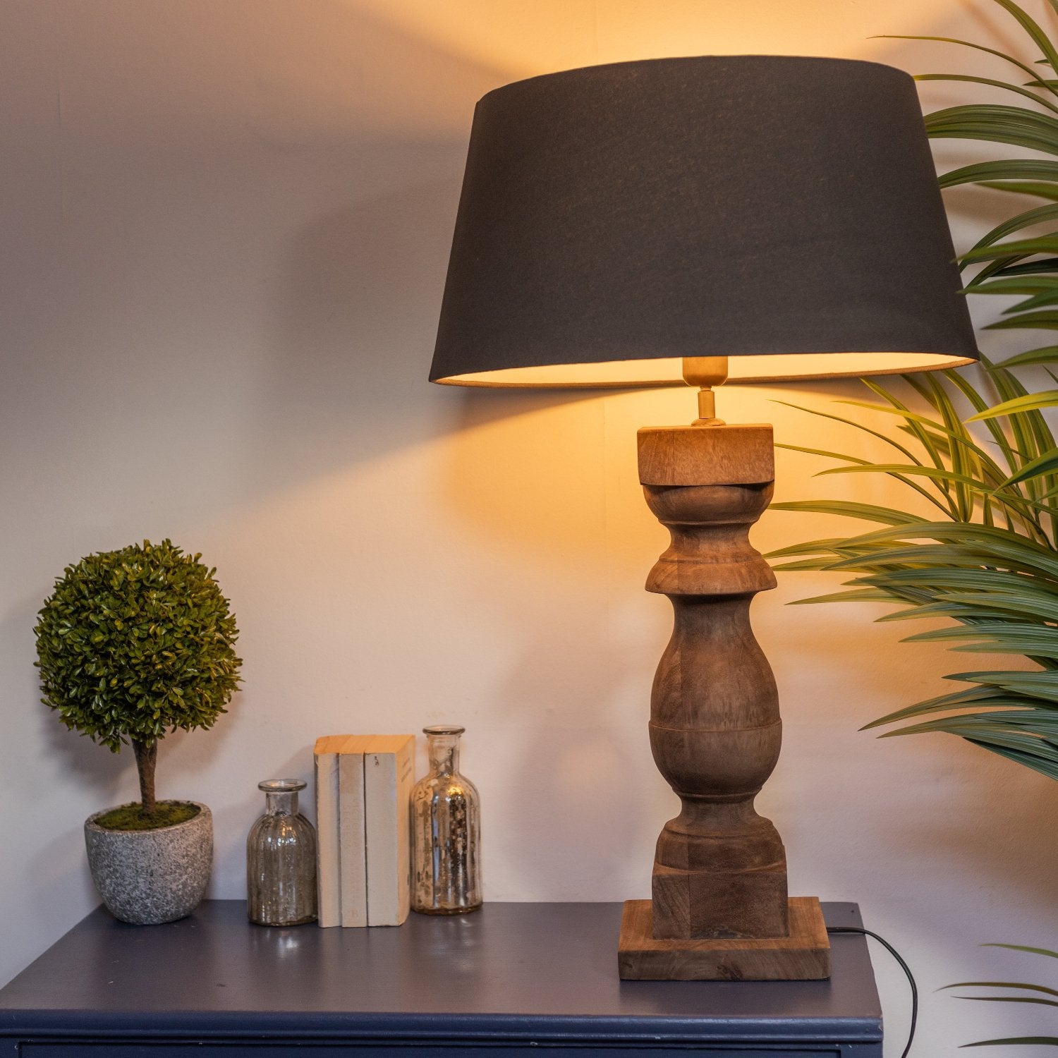 Weathered Wooden Block Table Lamp